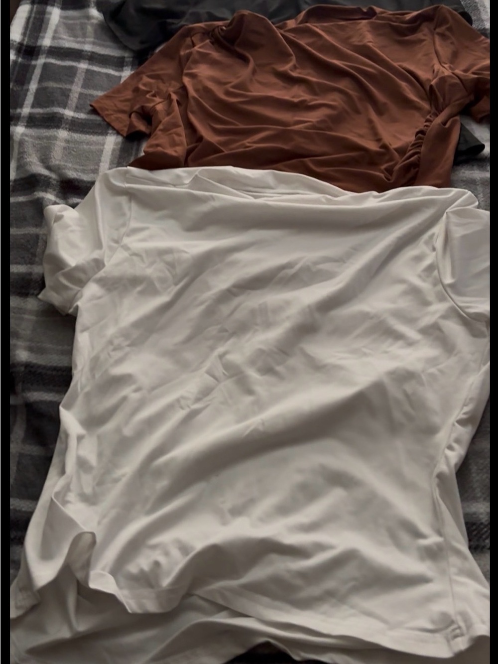 SHEIN Short-Sleeve Blouse — White & Brown